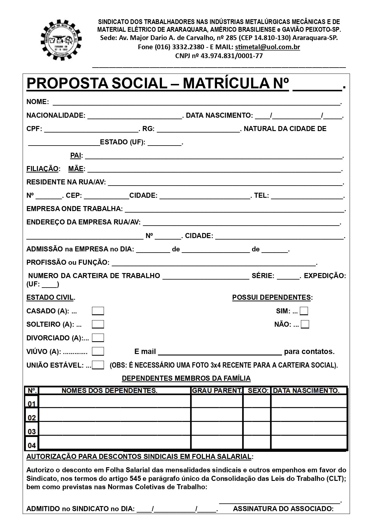 Seja Sócio do STI Metal